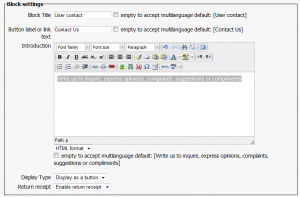 User Contact Block Settings