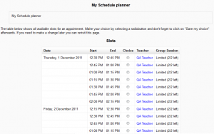 Scheduler Student View