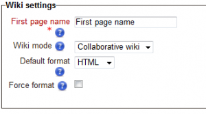 Default Moodle Wiki Settings