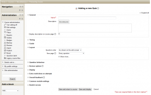 Adding a quiz in Moodle 2.5